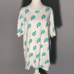 Cartoon Style Turquoise Popsicle Quirky Playful Kawaii Retro Festival XL Tee